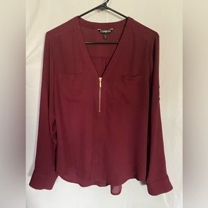 Mauve color express blouse 3/4 sleeve, can roll. Size M